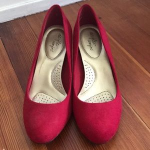 Red suede heels